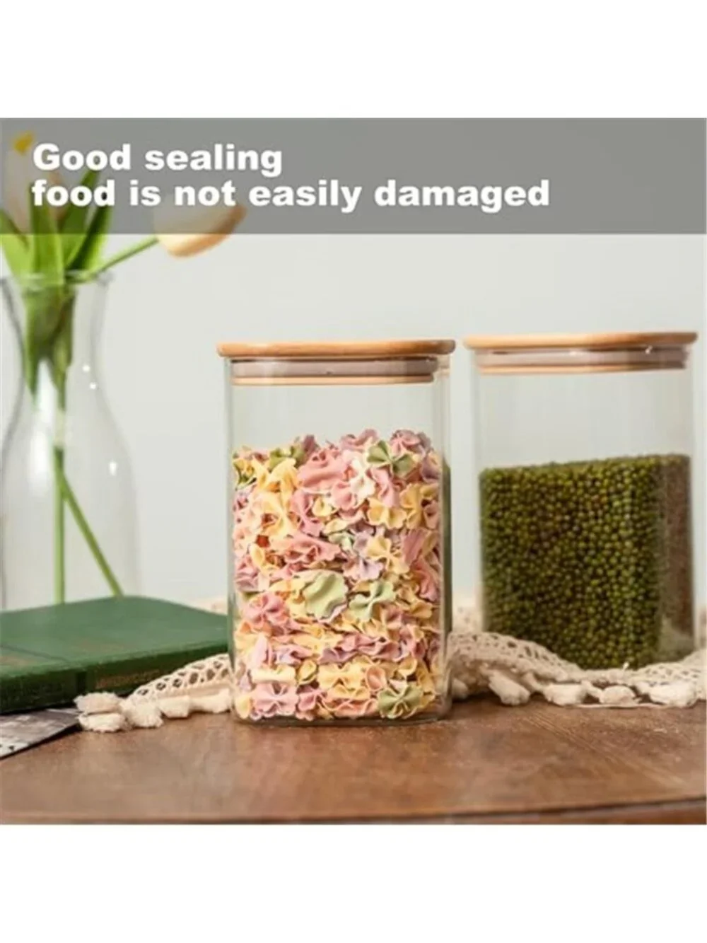 Glass Food Storage Jars 37 oz Set of 6,Glass Storage Containers Clear Glass